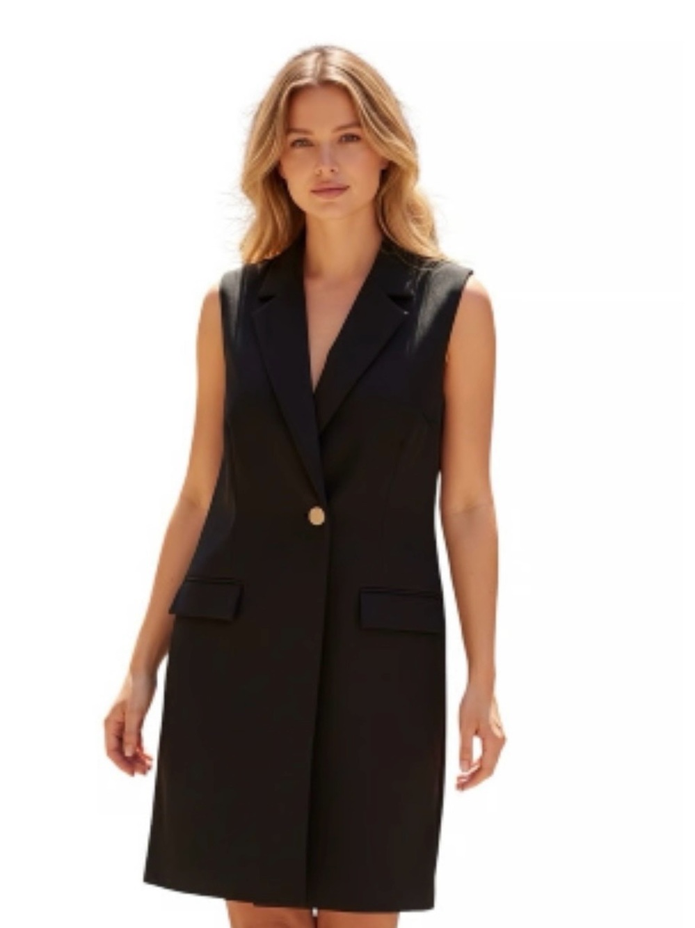 Spanx XL Sleeveless Black Blazer Vest Dress